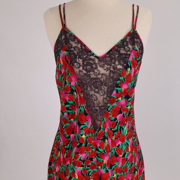 ❄ Vtg Victoria's Secret Floral Lace Babydoll Nightgown Negligee Slip Nightie M - Picture 4 of 8